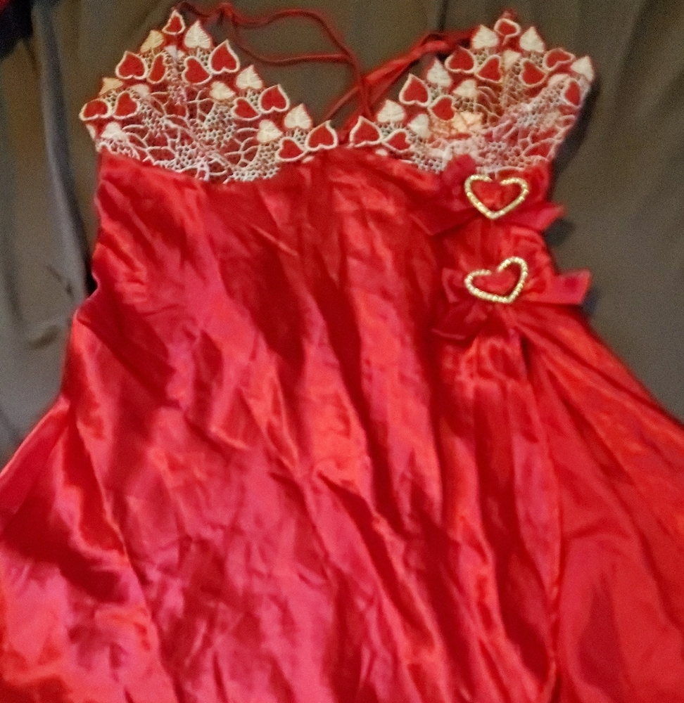 Red satin babydoll